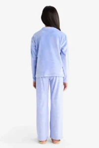 DeFacto Pajama Set Fleece Long Sleeve Top Long Bottom Girl Child - Image 8