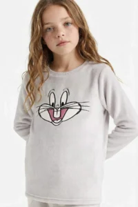 DeFacto Girl's Pajama Set Looney Tunes Plush Long Sleeve Top Long Bottom - Image 3