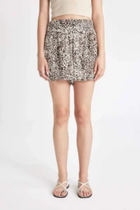 DeFacto Normal Waist Short Leg Leopard Patterned Moroccan Shorts Skirt