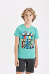 DeFacto Boy's Marvel Comics Pajama Set Short Sleeve Top Shorts - Image 2