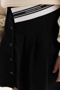 DeFacto Black Basic Plain Buttoned Pleated Twill School Skirt for Girls - Image 5