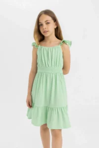 DeFacto Girl's Strappy Wrinkled Summer Dress - Image 3