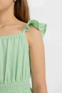 DeFacto Girl's Strappy Wrinkled Summer Dress - Image 5