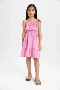 DeFacto Girl's Strappy Wrinkled Summer Dress