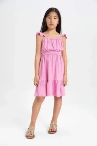 DeFacto Girl's Strappy Wrinkled Summer Dress - Image 2