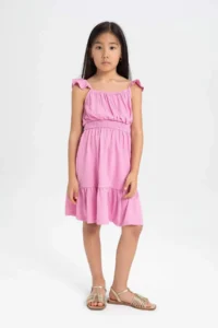 DeFacto Girl's Strappy Wrinkled Summer Dress - Image 3