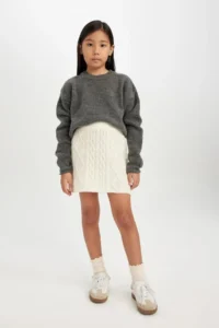 DeFacto Braided Knitwear Skirt Girls' - Image 3