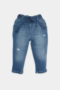 DeFacto Baby Girl Paperbag Double Leg Waist Elastic Pocket Jean Pants