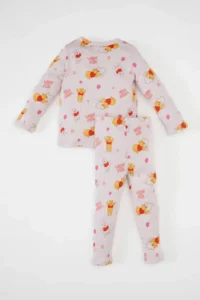 DeFacto Baby Girl Pajama Set Disney Winnie The Pooh Ribbed Long Sleeve Top Long Bottom - Image 5