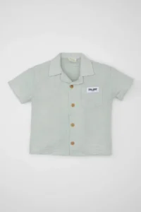 DeFacto Apaş Collar Muslin Short Sleeve Shirt for Baby Boy