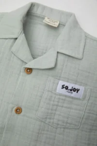 DeFacto Apaş Collar Muslin Short Sleeve Shirt for Baby Boy - Image 2