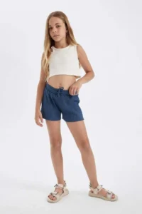 DeFacto Girls' Ribbed Camisole Shorts (24 SM)