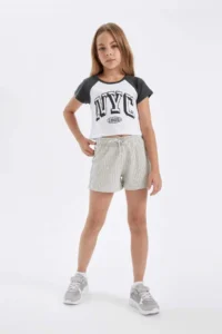 DeFacto Girls' Ribbed Camisole Shorts