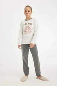 DeFacto Girl's Pajama Set Bear Printed Long Sleeve Top Long Bottom (24 AU) - Image 2