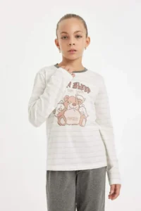 DeFacto Girl's Pajama Set Bear Printed Long Sleeve Top Long Bottom (24 AU) - Image 5