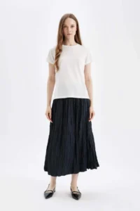 DeFacto A Cut Basic Plain Satin Maxi Skirt