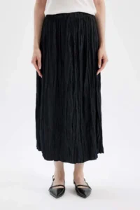 DeFacto A Cut Basic Plain Satin Maxi Skirt - Image 4