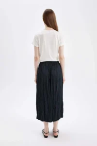 DeFacto A Cut Basic Plain Satin Maxi Skirt - Image 6
