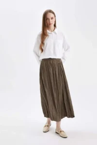 DeFacto A Cut Basic Plain Satin Maxi Skirt