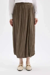 DeFacto A Cut Basic Plain Satin Maxi Skirt - Image 4