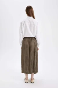 DeFacto A Cut Basic Plain Satin Maxi Skirt - Image 5