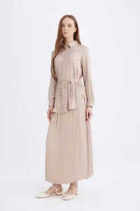 DeFacto A Cut Basic Plain Satin Maxi Skirt - Image 2