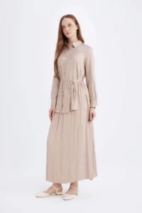 DeFacto A Cut Basic Plain Satin Maxi Skirt - Image 4
