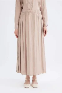DeFacto A Cut Basic Plain Satin Maxi Skirt - Image 5