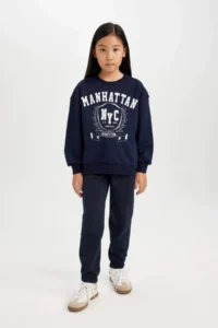 DeFacto Girl's Woven Labeled Elastic Waist Jogger Sweatpants