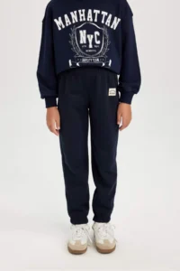 DeFacto Girl's Woven Labeled Elastic Waist Jogger Sweatpants - Image 4