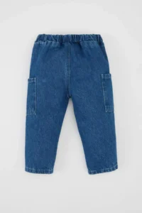 DeFacto Baby Boy Straight Leg Elastic Waist Cargo Pocket Jean Pants - Image 2