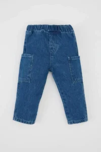 DeFacto Baby Boy Straight Leg Elastic Waist Cargo Pocket Jean Pants - Image 5