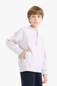 DeFacto College Collar Bomber School Cardigan Boy - Image 6