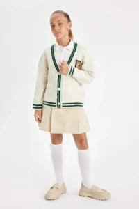 DeFacto Elastic Waist Pleated Gabardine Skirt Girl - Image 3