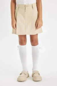 DeFacto Elastic Waist Pleated Gabardine Skirt Girl - Image 4