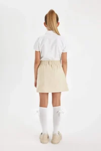 DeFacto Elastic Waist Pleated Gabardine Skirt Girl - Image 6