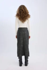 DeFacto Pencil Washed High Waist Faux Leather Midi Skirt - Image 6