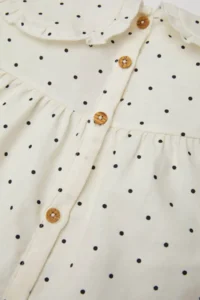 DeFacto Big Collar Polka Dot Twill Long Sleeve Ecru Baby Girl Shirt D3046A5/ER99 - Image 3