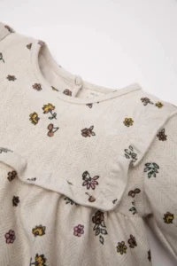 DeFacto Baby Girl Floral Patterned Ruffle Long Sleeve Twill Dress - Image 2