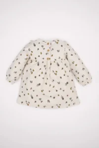 DeFacto Baby Girl Floral Patterned Ruffle Long Sleeve Twill Dress - Image 5