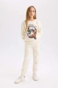 DeFacto Girl's Basic Plain Jogger Sweatpants with Elastic Waist Cuff - Image 2