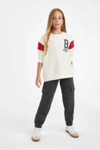 DeFacto Cargo Pocket Elastic Waist Jogger Sweatpants Girls - Image 2