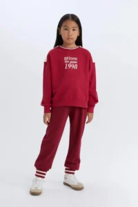 DeFacto Girl's Elastic Waist Printed Jogger Sweatpants - Image 2