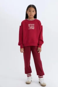 DeFacto Girl's Elastic Waist Printed Jogger Sweatpants - Image 3