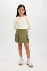 DeFacto Pleat Detailed Pocket Gabardine Skirt Girl - Image 2