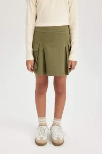 DeFacto Pleat Detailed Pocket Gabardine Skirt Girl - Image 4