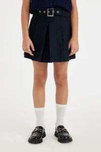 DeFacto Belted Gabardine Pleated School Skirt for Girls - Image 4