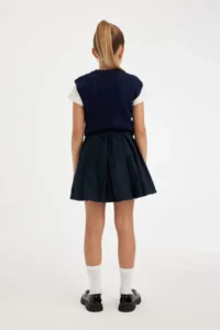 DeFacto Belted Gabardine Pleated School Skirt for Girls - Image 5