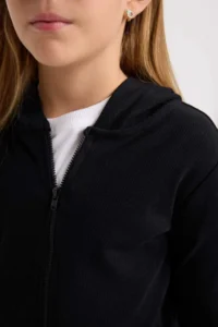 DeFacto Girl's Hooded Ribbed Camisole Zipper Sweatshirt - Image 5