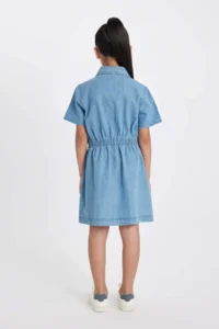 DeFacto Girl's Short Sleeve Summer Jean Dress - Image 5